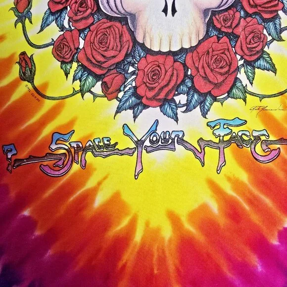 1992 Grateful Dead Space Your Face Liquid Blue Tie Dye Shirt Large Vintage - Picture 4 of 16